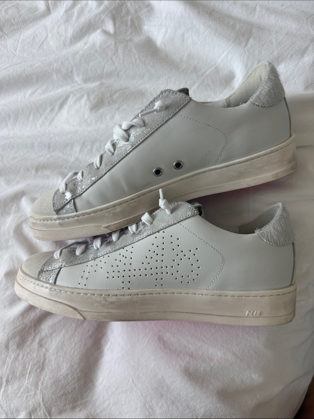 P448 Jack Zebby White Calf Hair Sneaker